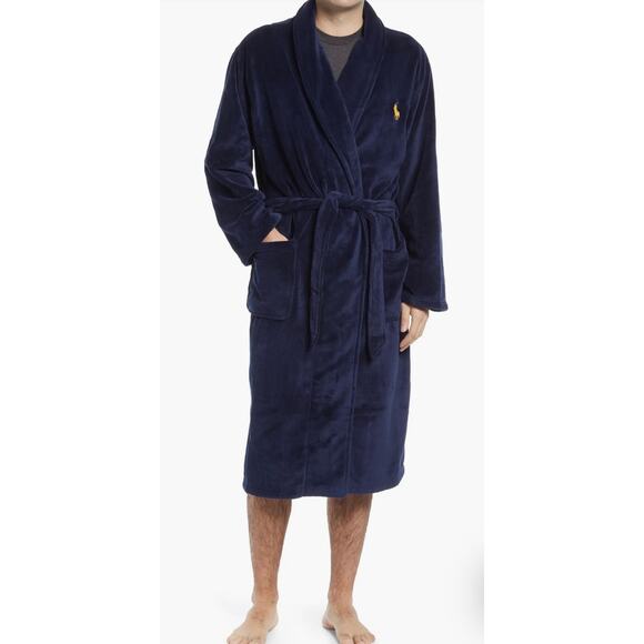 Polo Ralph Lauren Plush Fleece Robe – Navy One Size WinterEssentials HolidayGift - Picture 1 of 8